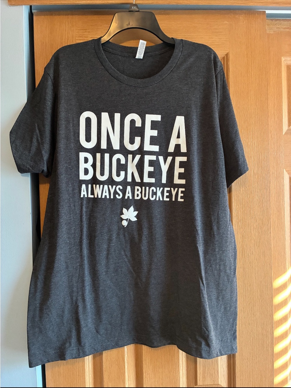 Bella Canvas Charcoal Gray "Once a Buckeye" Short Sleeve Tee